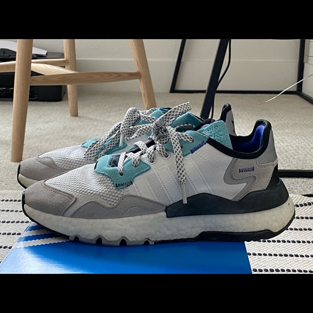 Adidas Nite Jogger 8.5 M in White/Black/Mint